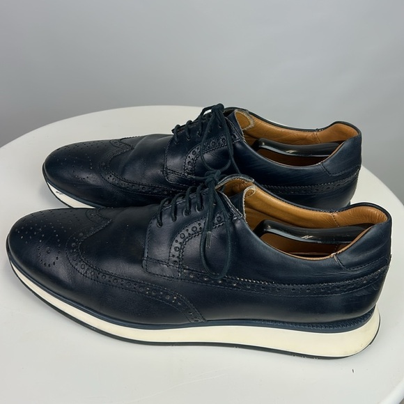 Massimo Dutti Men’s Navy Blue Napa Leather Oxford Shoes White Rubber Outsoles main image 9